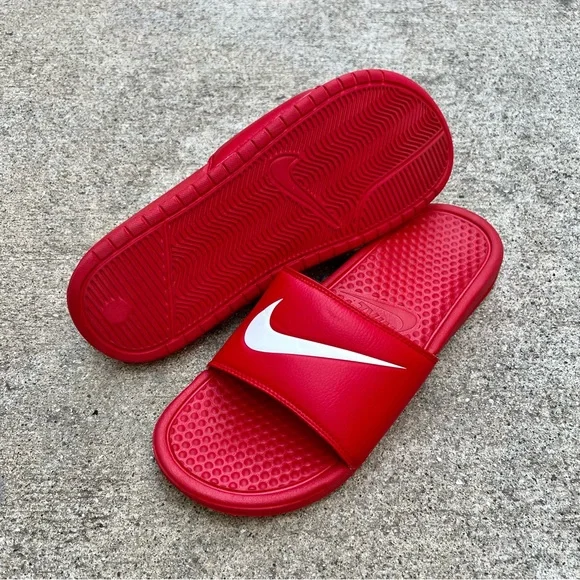 Nike | Shoes | Nike Benassi Swoosh Slides Reds Whites Flip  display picture 1